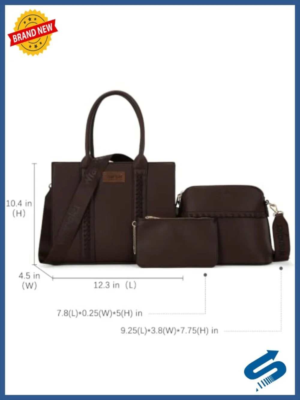 Woven Faux Leather 3-Piece Tote Crossbody & Wallet Set